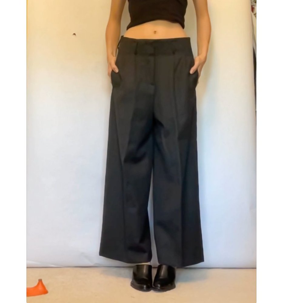Wool wide leg pant